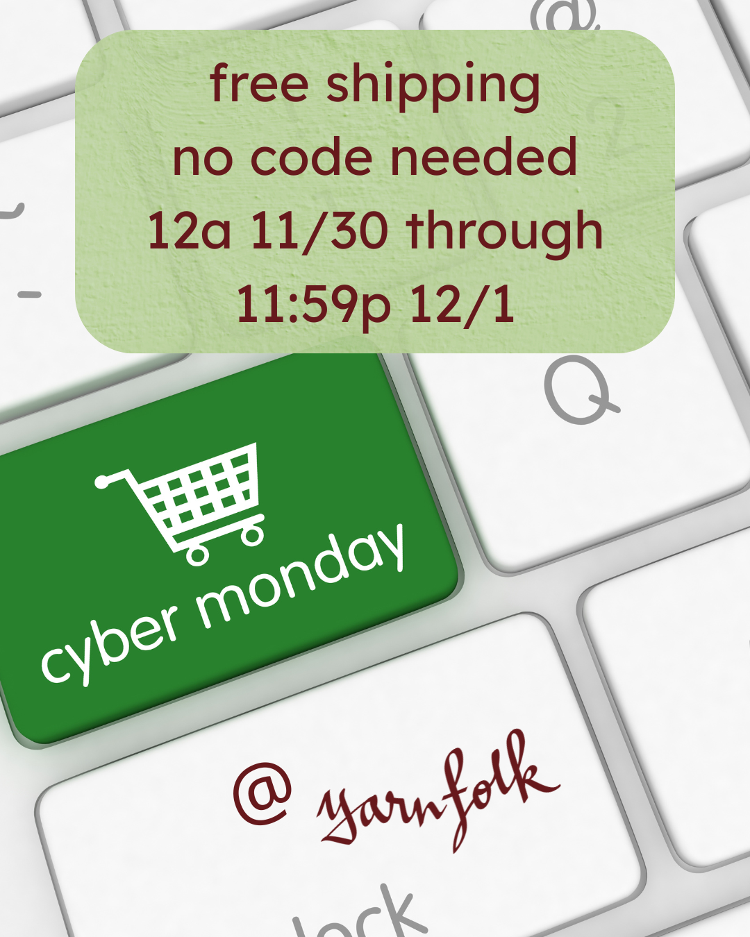 Plaid Friday, Small Biz Saturday, Cyber Monday, & Giving Tuesday at Yarn Folk