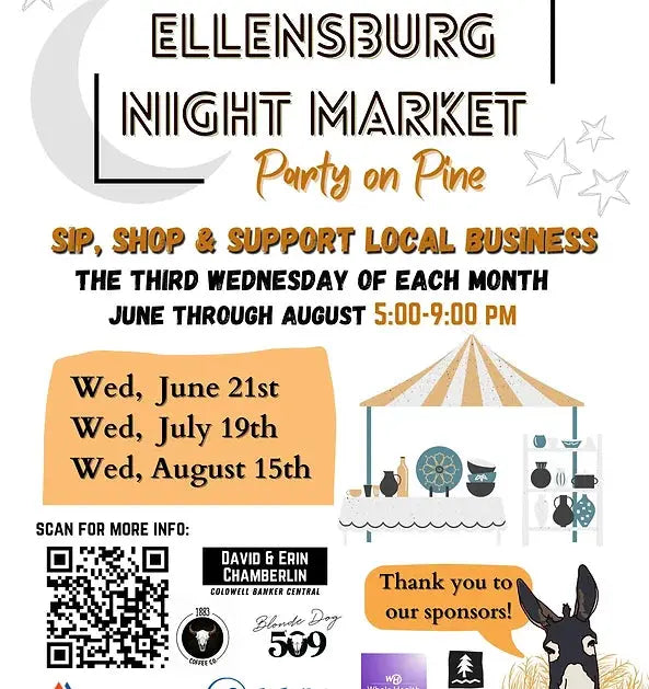 Ellensburg Night Market hours + Watch for an additional email this Friday! Yarn Folk