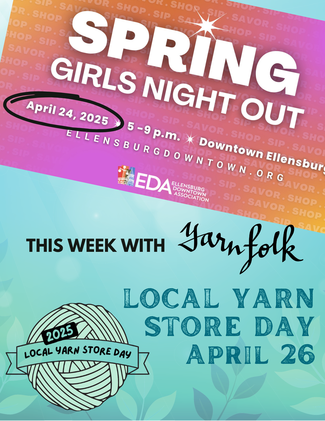 Back-to-Back Events This Week: Your Invitation to Girls Night Out and Local Yarn Store Day!