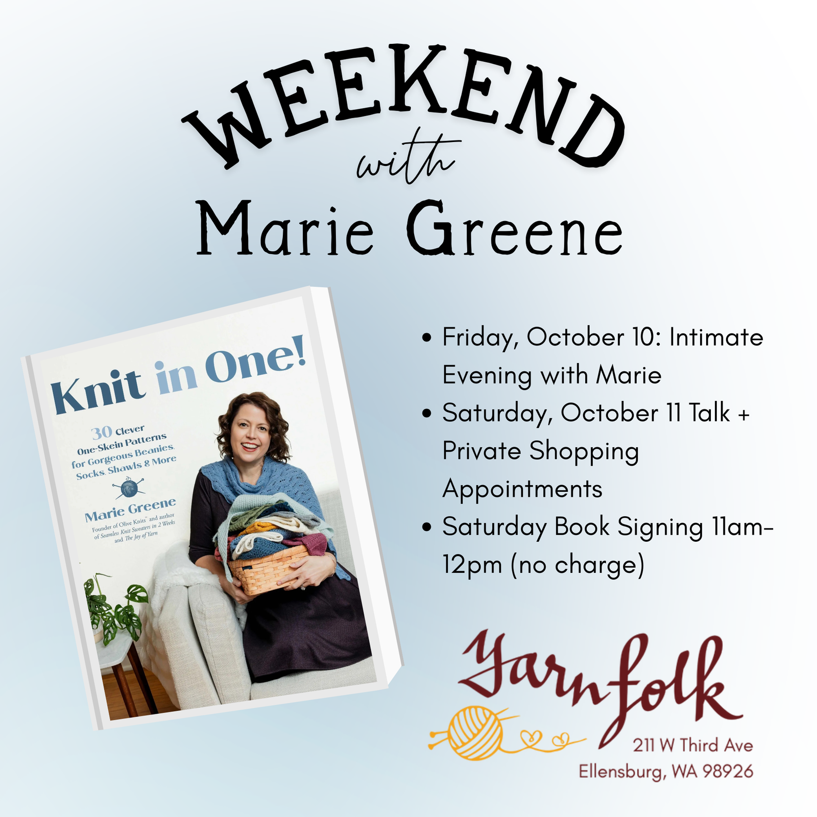 Join us for a Weekend with Marie Greene!