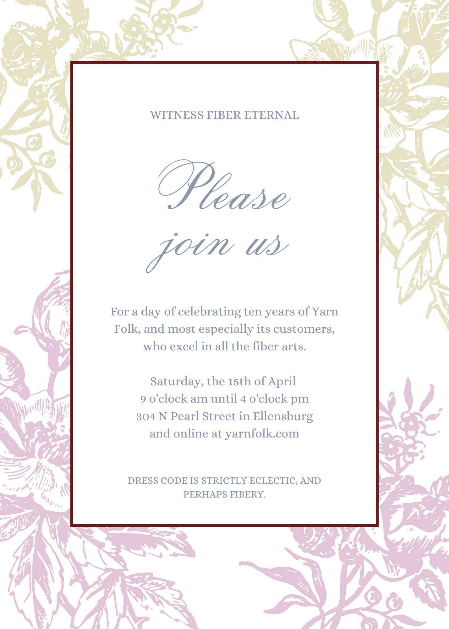 You're invited! -- 10th Anniversary Party THIS Saturday, April 15th Yarn Folk