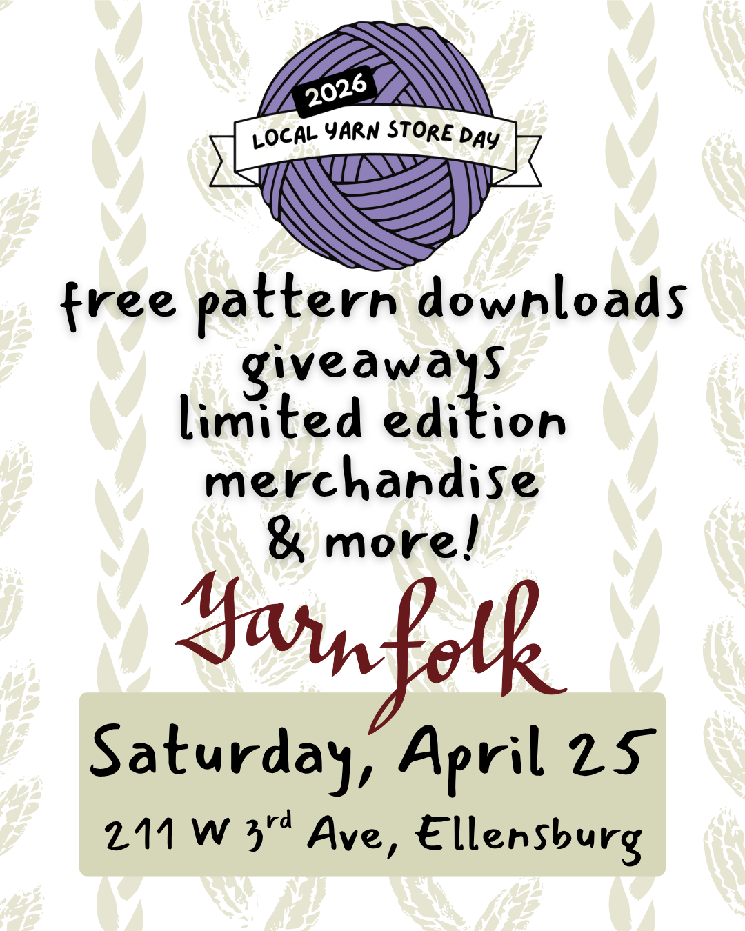 Local Yarn Store Sign Girls Night Out AND Local Yarn Store Day! - Yarn Folk
