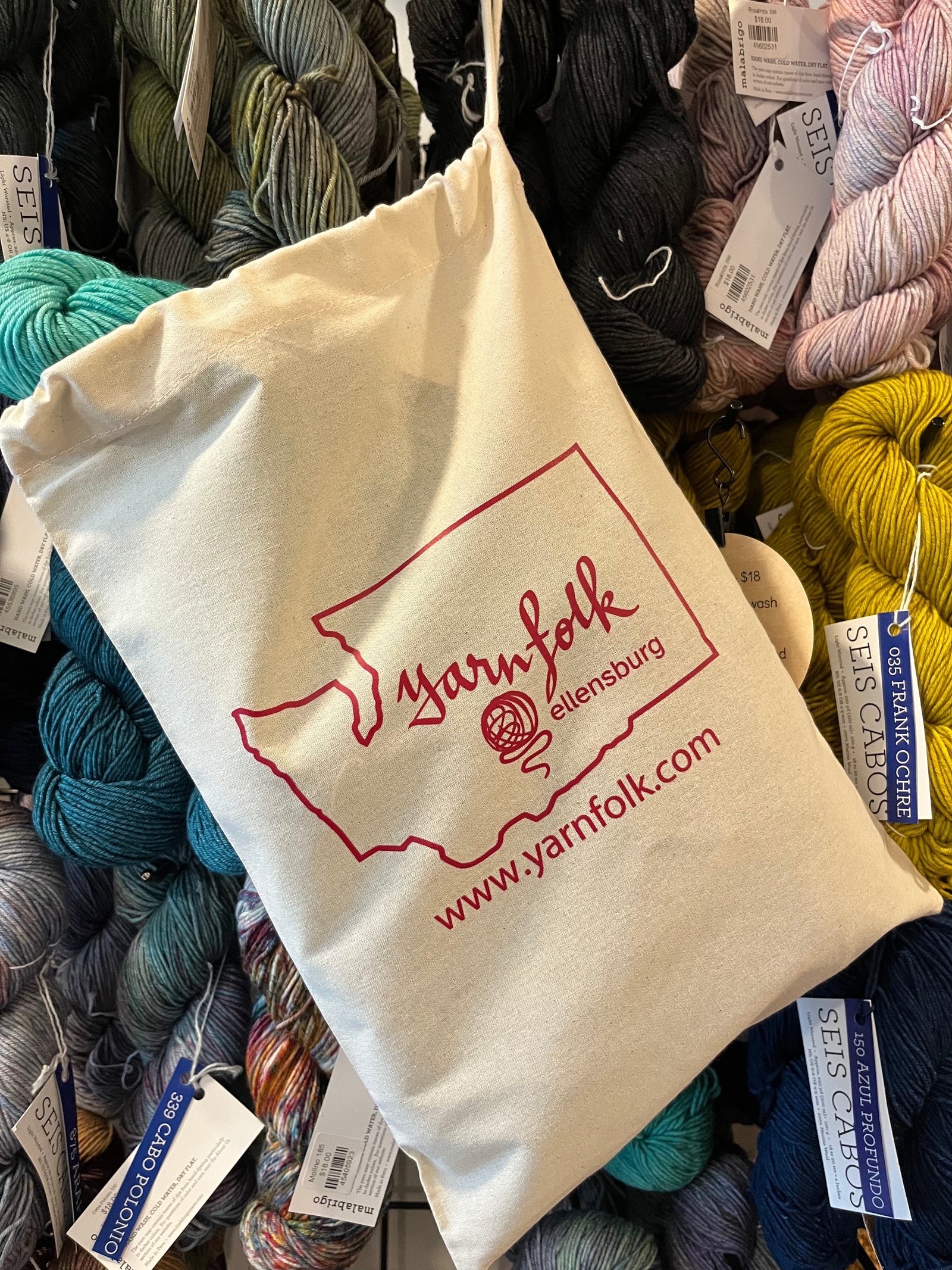 Yarn Folk Drawstring Bags