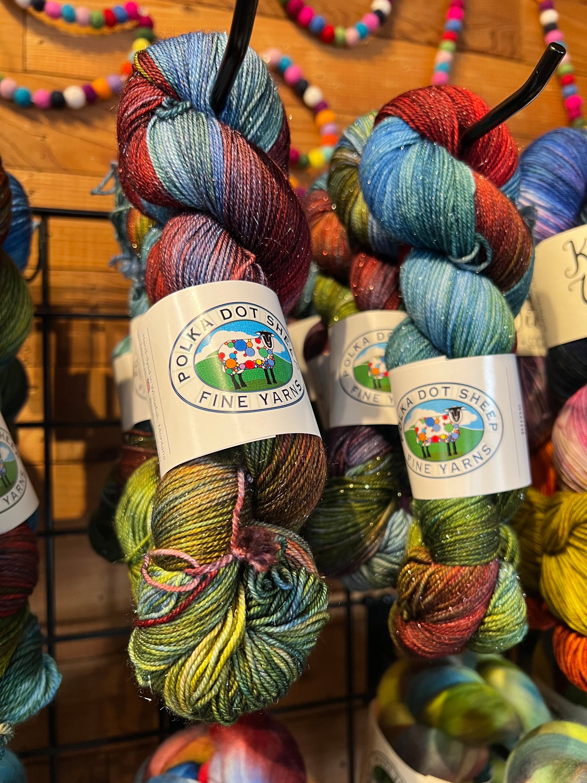 Polka Dot Sheep LYS Day Color: Macaw (Rime Fingering)